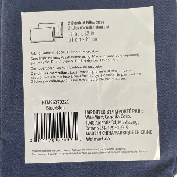 Hometrends Embroidered Luxury Microfibre Standard Pillowcases 2 pouches Blue - Picture 2 of 5